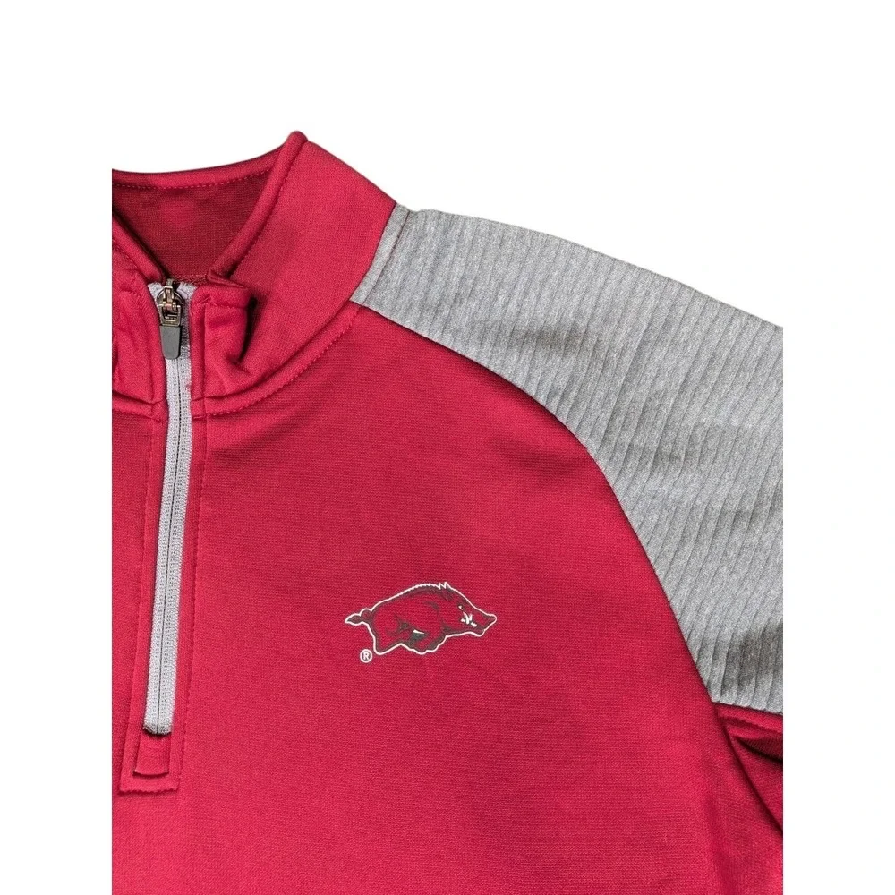 Rivalry Threads Arkansas Razorbacks Mens Small Quarter Zip Pullover Red Grey NWT